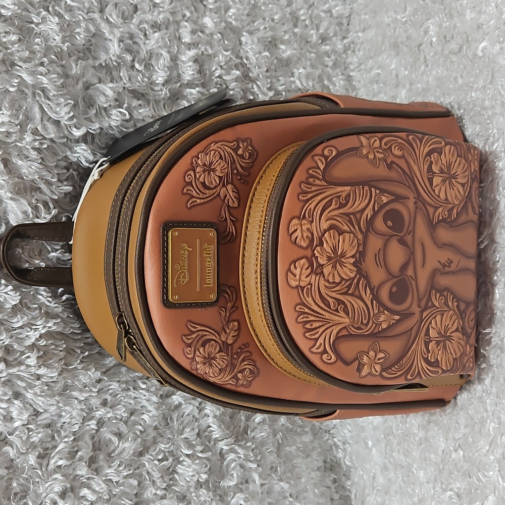 Loungefly Lilo And Stitch Carving Embossed Design Mini Backpack